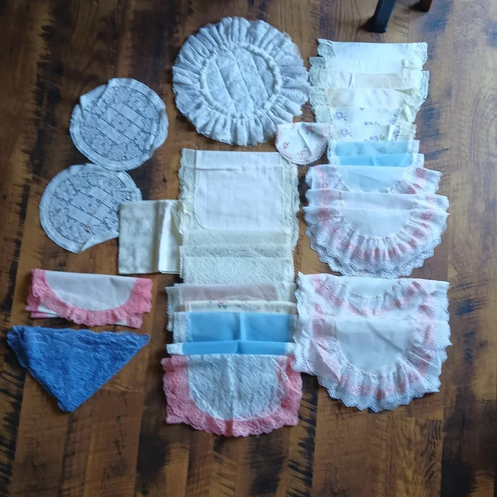 Vintage Linen Cutter Lot Dresser Scarves Runners Cottagecore  Crochet Lace